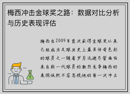 梅西冲击金球奖之路：数据对比分析与历史表现评估